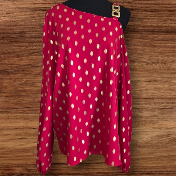 SHEIN Red One Sholder Blouse Blouse with Gold Accents Size XL - Picture 1 of 6